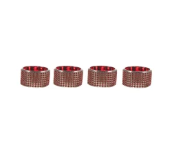 New FEERIC LIGHTS AND CHRISTMAS Lot De 4 Bougeoirs Photophores En Verre Rouge Strass H 3 Cm