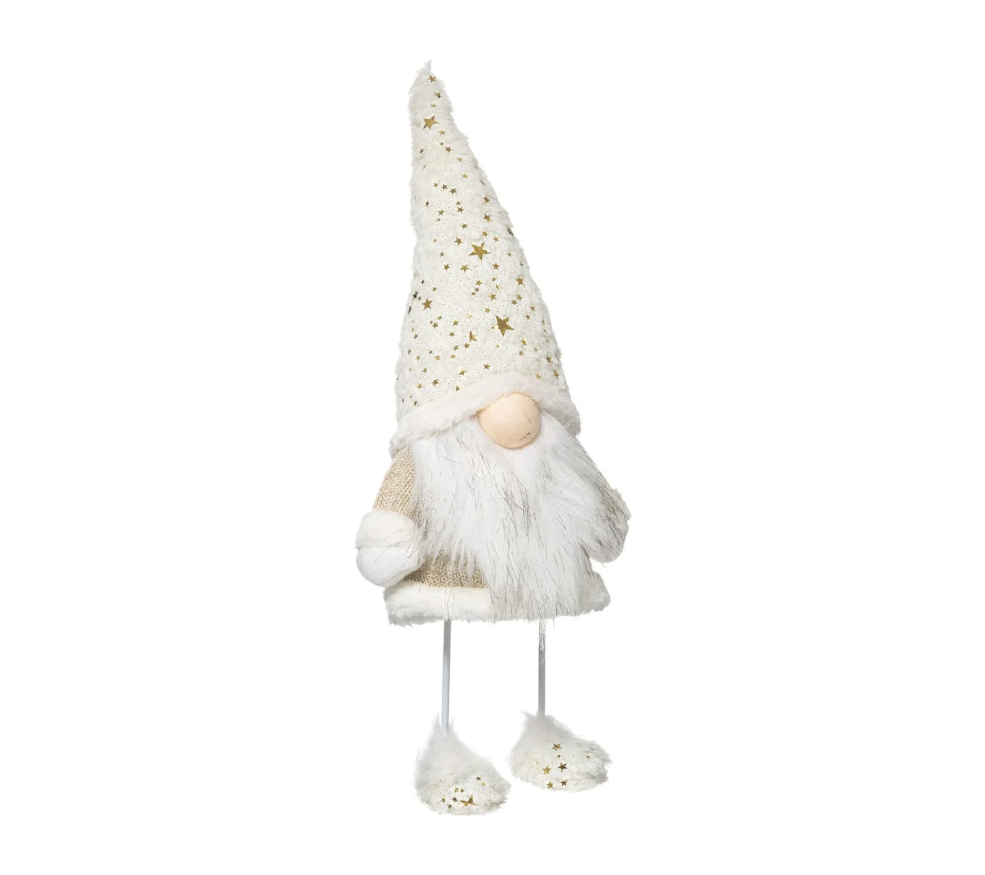 Shop FEERIC LIGHTS AND CHRISTMAS Pere Noël Scandinave Blanc Et Dore H 40 Cm