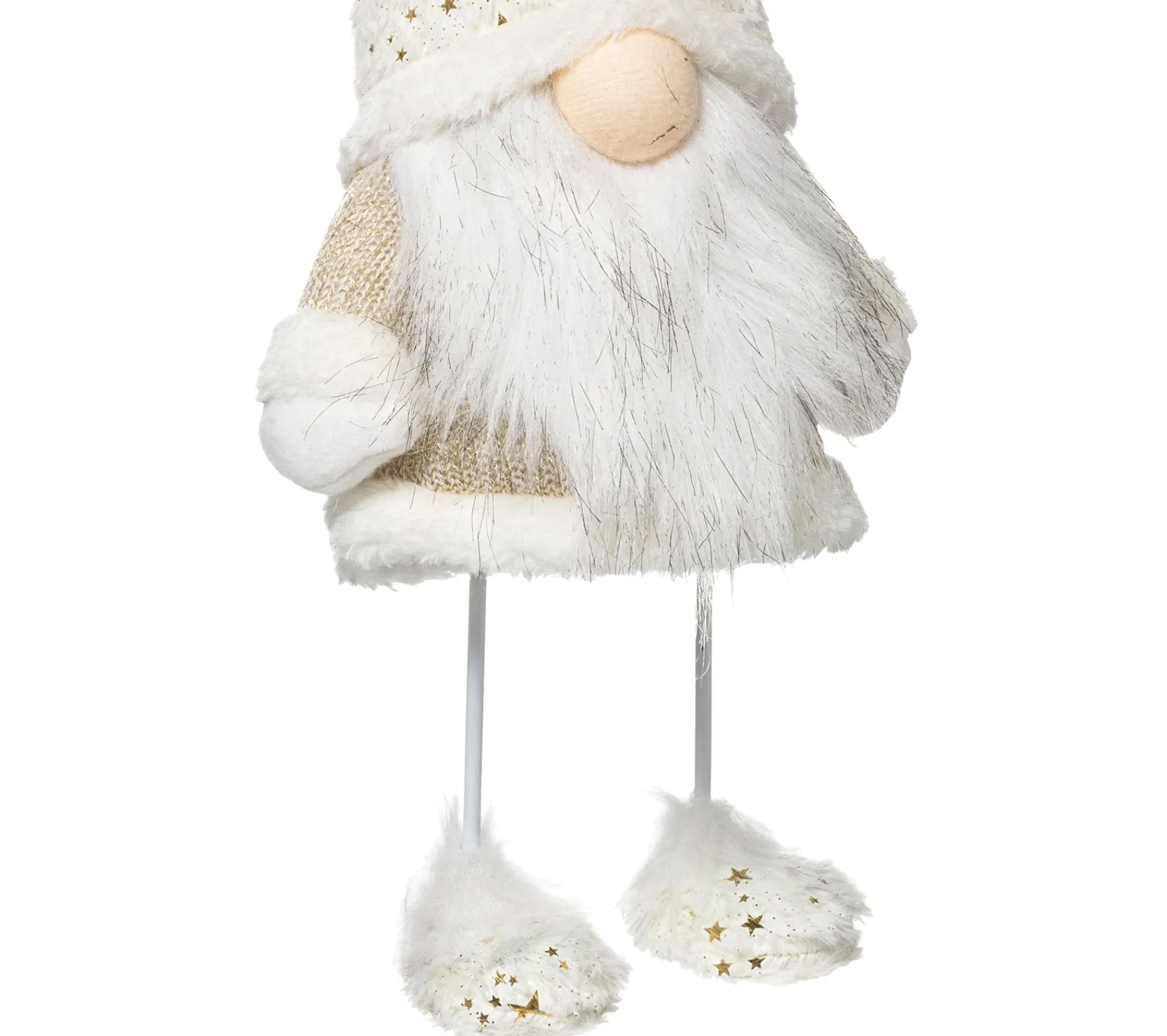 Shop FEERIC LIGHTS AND CHRISTMAS Pere Noël Scandinave Blanc Et Dore H 40 Cm