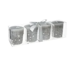 Online FEERIC LIGHTS AND CHRISTMAS Lot De 4 Bougies Votive Argent Etoiles Et Paillettes D 4 Cm