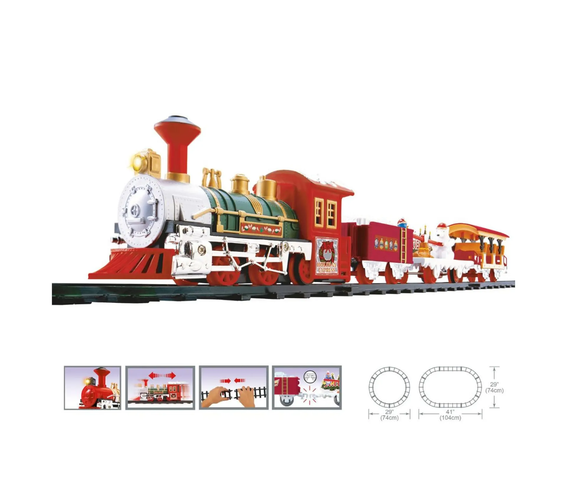 Outlet FEERIC LIGHTS AND CHRISTMAS Coffret 16 Pieces Train Electrique Noël - Locomotive , 12 Rails Et 3 Wagons