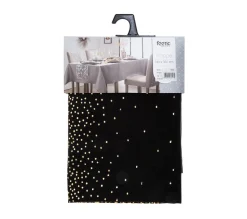 Flash Sale FEERIC LIGHTS AND CHRISTMAS Nappe En Coton Et Polyester Noir Imprime Leopard Dore 140 X 360 Cm