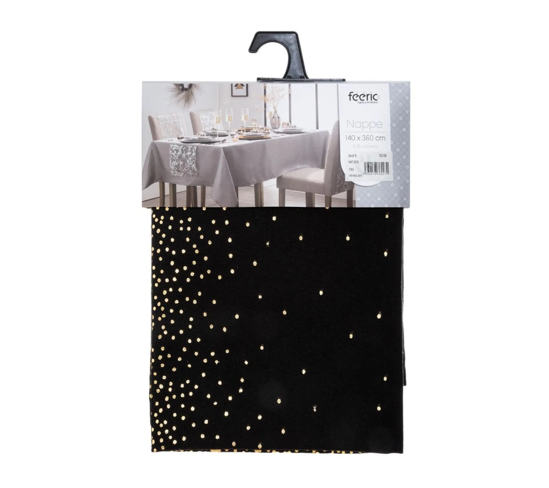 Flash Sale FEERIC LIGHTS AND CHRISTMAS Nappe En Coton Et Polyester Noir Imprime Leopard Dore 140 X 360 Cm