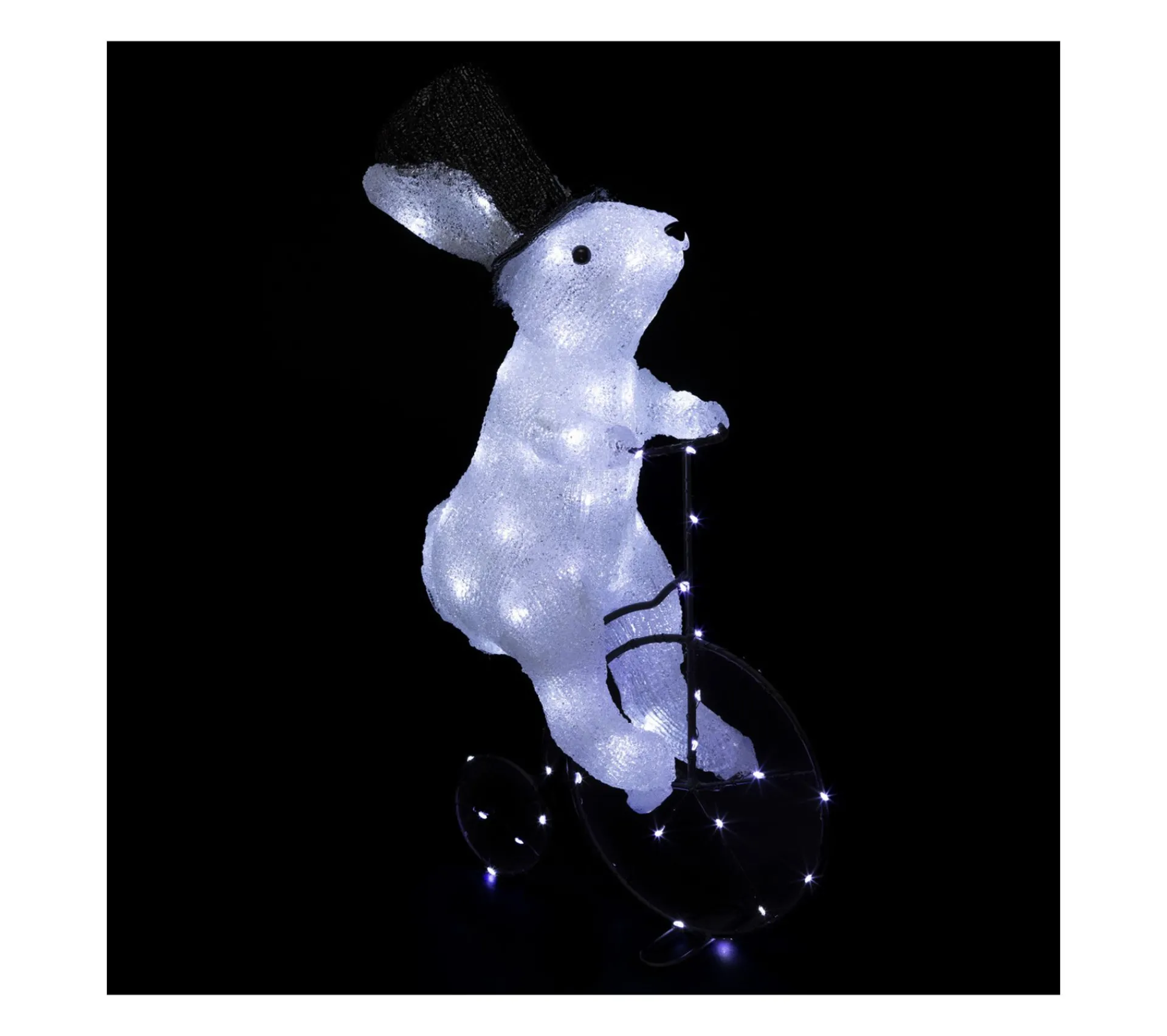 Best FEERIC LIGHTS AND CHRISTMAS Déco De Noël Lapin Lumineux Sur Son Velo 64 Led Blanc 8 Jeux De Lumiere H 44 Cm