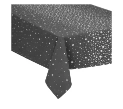New FEERIC LIGHTS AND CHRISTMAS Nappe En Coton Gris Et Etoiles Argent 140 X 360 Cm