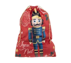 Clearance FEERIC LIGHTS AND CHRISTMAS Grande Hotte En Velours Rouge Imprimee Casse-Noisette 50 X 70 Cm