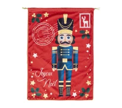 Clearance FEERIC LIGHTS AND CHRISTMAS Grande Hotte En Velours Rouge Imprimee Casse-Noisette 50 X 70 Cm