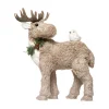 Fashion FEERIC LIGHTS AND CHRISTMAS Déco De Noël Elan Beige Paillete Avec Oiseau Blanc Sur Son Dos H 42 Cm