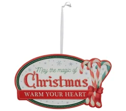 Clearance FEERIC LIGHTS AND CHRISTMAS Déco De Noël A Suspendre Pancarte Christmas En Metal L 40.5 Cm