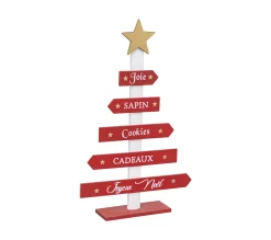 Cheap FEERIC LIGHTS AND CHRISTMAS Déco De Noël Pancarte Rouge Sapin En Bois H 35 Cm