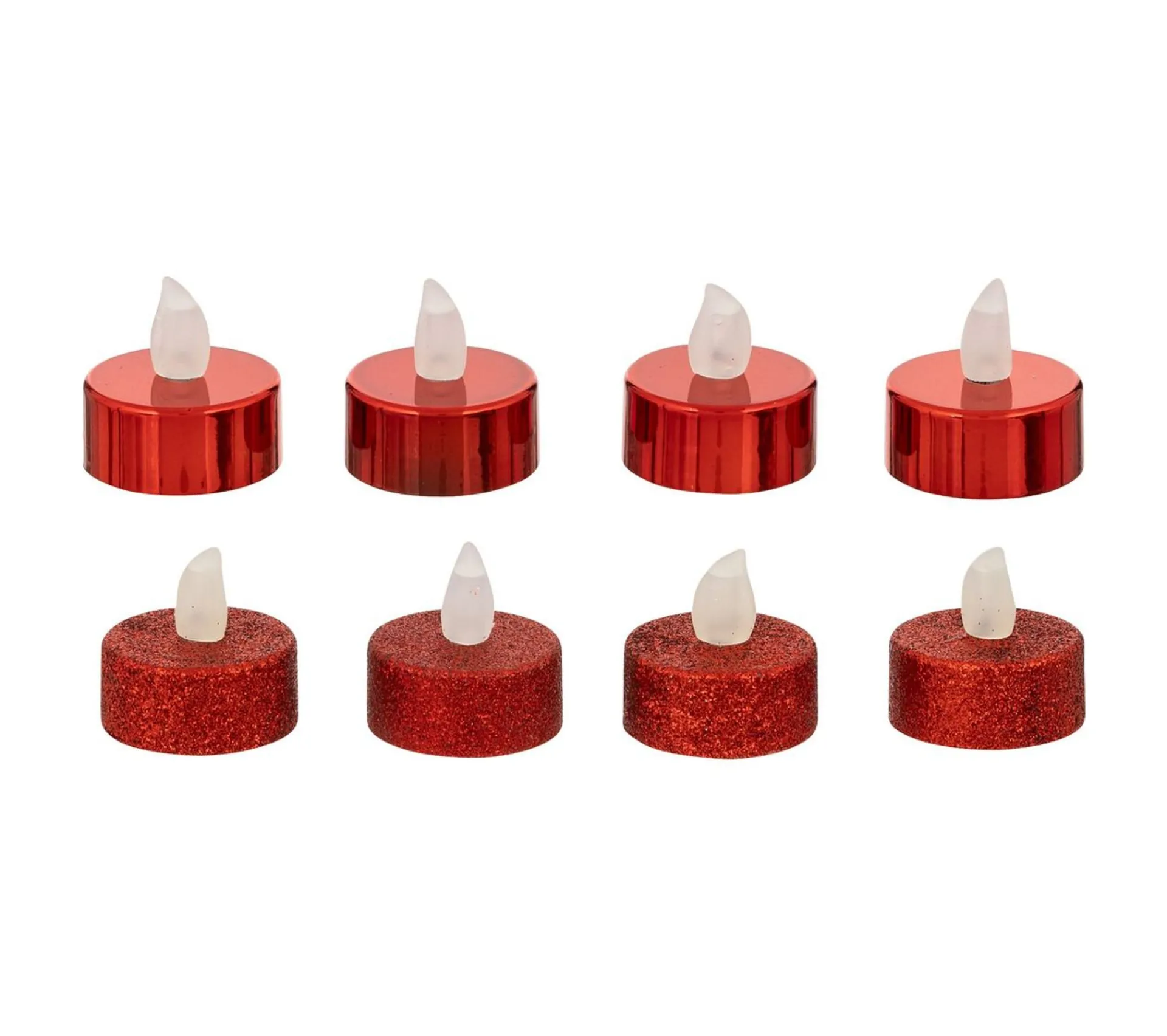 Clearance FEERIC LIGHTS AND CHRISTMAS Set 8 Bougies Lumineuses A Led Rouge Metallise Et Paillete D 4 Cm