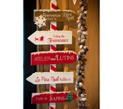 Best FEERIC LIGHTS AND CHRISTMAS Déco De Noël Pancarte En Bois Rouge Et Blanc Enneige H 120 Cm