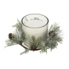 Store FEERIC LIGHTS AND CHRISTMAS Bougie Blanche Parfumee Centre De Table Pot En Verre Avec Déco Feuillage 270 G