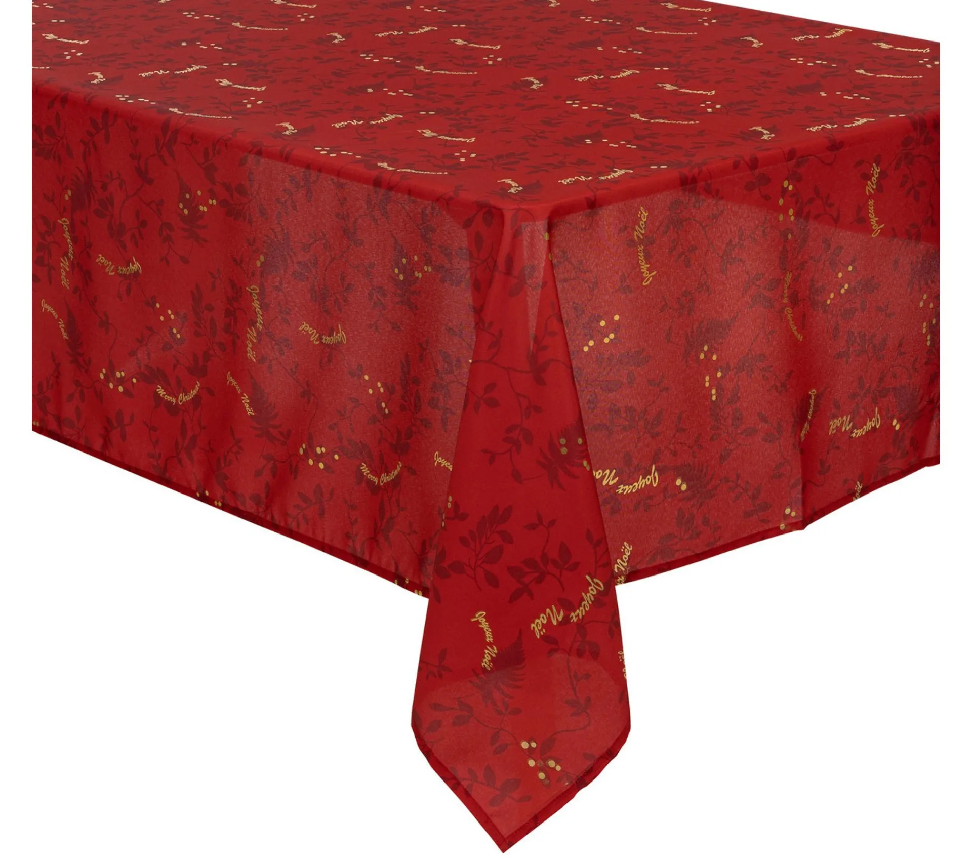 Discount FEERIC LIGHTS AND CHRISTMAS Nappe Anti-Taches Rouge Imprime Joyeux Noël Dore 140 X 360 Cm
