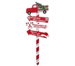 Discount FEERIC LIGHTS AND CHRISTMAS Décoration De Noël Pancarte En Bois Jeanne - H. 105 Cm - Rouge