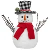 Best Sale FEERIC LIGHTS AND CHRISTMAS Déco De Noël Bonhomme De Neige Avec Chapeau A Carreaux 24 X 14 X H 27 Cm