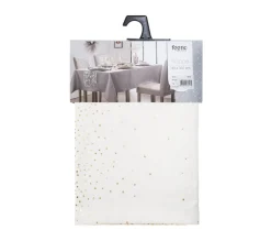 Flash Sale FEERIC LIGHTS AND CHRISTMAS Nappe En Coton Et Polyester Blanc Imprime Leopard Dore 140 X 360 Cm