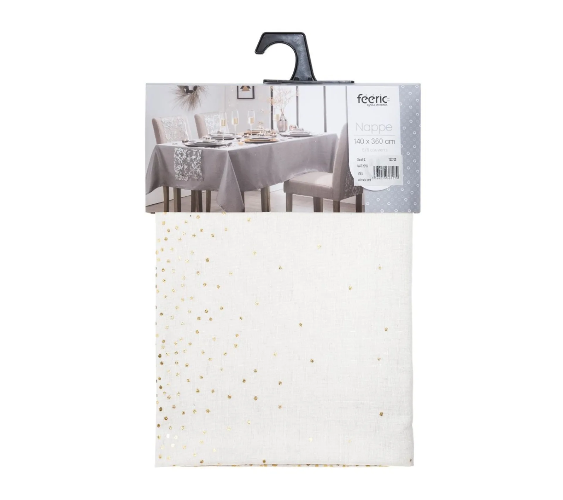 Flash Sale FEERIC LIGHTS AND CHRISTMAS Nappe En Coton Et Polyester Blanc Imprime Leopard Dore 140 X 360 Cm