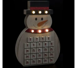 Online FEERIC LIGHTS AND CHRISTMAS Calendrier De L'Avent Lumineux Bois Bonhomme De Neige - Beige