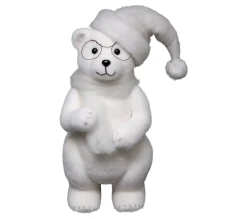 Best Sale * Figurine Ours Lunette H38 Cm Blanc