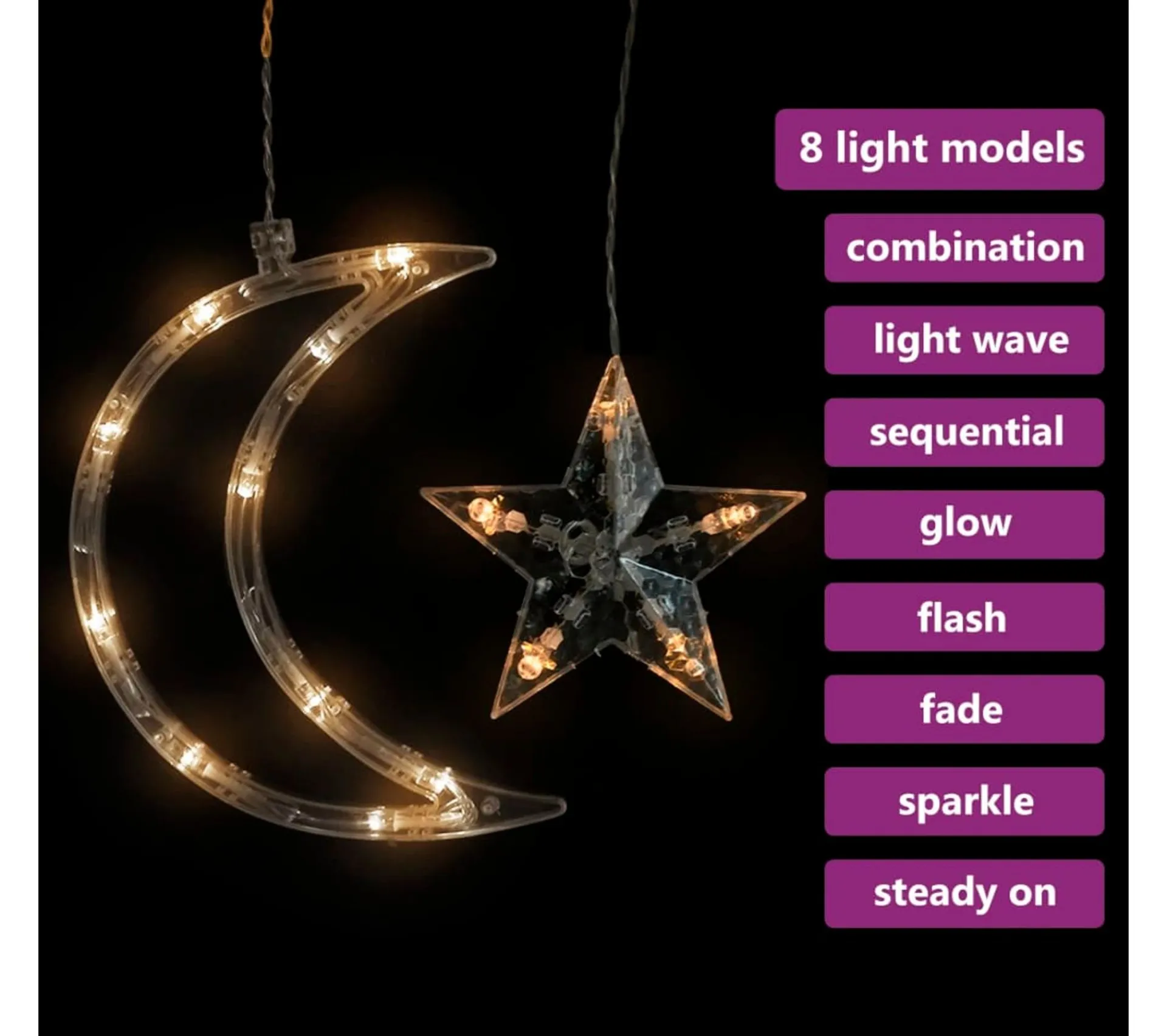 Cheap * Guirlande Lumineuse Etoile Et Lune Avec Telecommande 138 Led