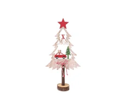 Best Sale HEART OF THE HOME Décoration De Noël En Bois Sapin Et Voiture Xmas Tradi - Rouge