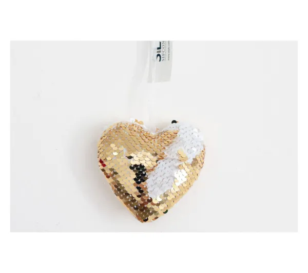 HEART OF THE HOME Guirlande Et Boule De Sapin^ Décoration Pour Sapin De Noël En Sequin Coeur - Dore