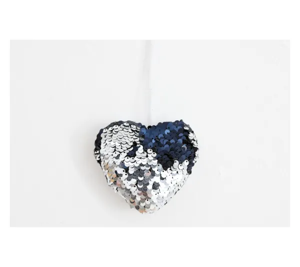 HEART OF THE HOME Guirlande Et Boule De Sapin^ Décoration Pour Sapin De Noël En Sequin Coeur - Argent