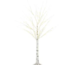 HOMCOM Sapin Et Accessoire^ Arbre Lumineux Led Bouleau H. 150 Cm 96 Leds Blanc Chaud