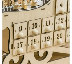 Online HOMCOM Calendrier De L'Avent Led Traineau Blanc Chaud 24 Tiroirs Beige