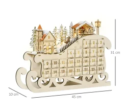 Online HOMCOM Calendrier De L'Avent Led Traineau Blanc Chaud 24 Tiroirs Beige
