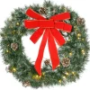Discount HOMCOM Couronne De Noël Artificielle Lumineuse 60 Cm 50 Led Avec Décoration