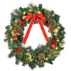 Shop HOMCOM Couronne De Noël Artificielle Lumineuse O 60 Cm 20 Led Avec Décoration