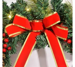 Shop HOMCOM Couronne De Noël Artificielle Lumineuse O 60 Cm 20 Led Avec Décoration