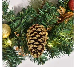 Shop HOMCOM Couronne De Noël Artificielle Lumineuse O 60 Cm 20 Led Avec Décoration