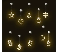 Online HOMCOM Décoration Lumineuse Led De Noël Pour Fenetre - 18 Pieces Avec Ventouses - Blanc Chaud