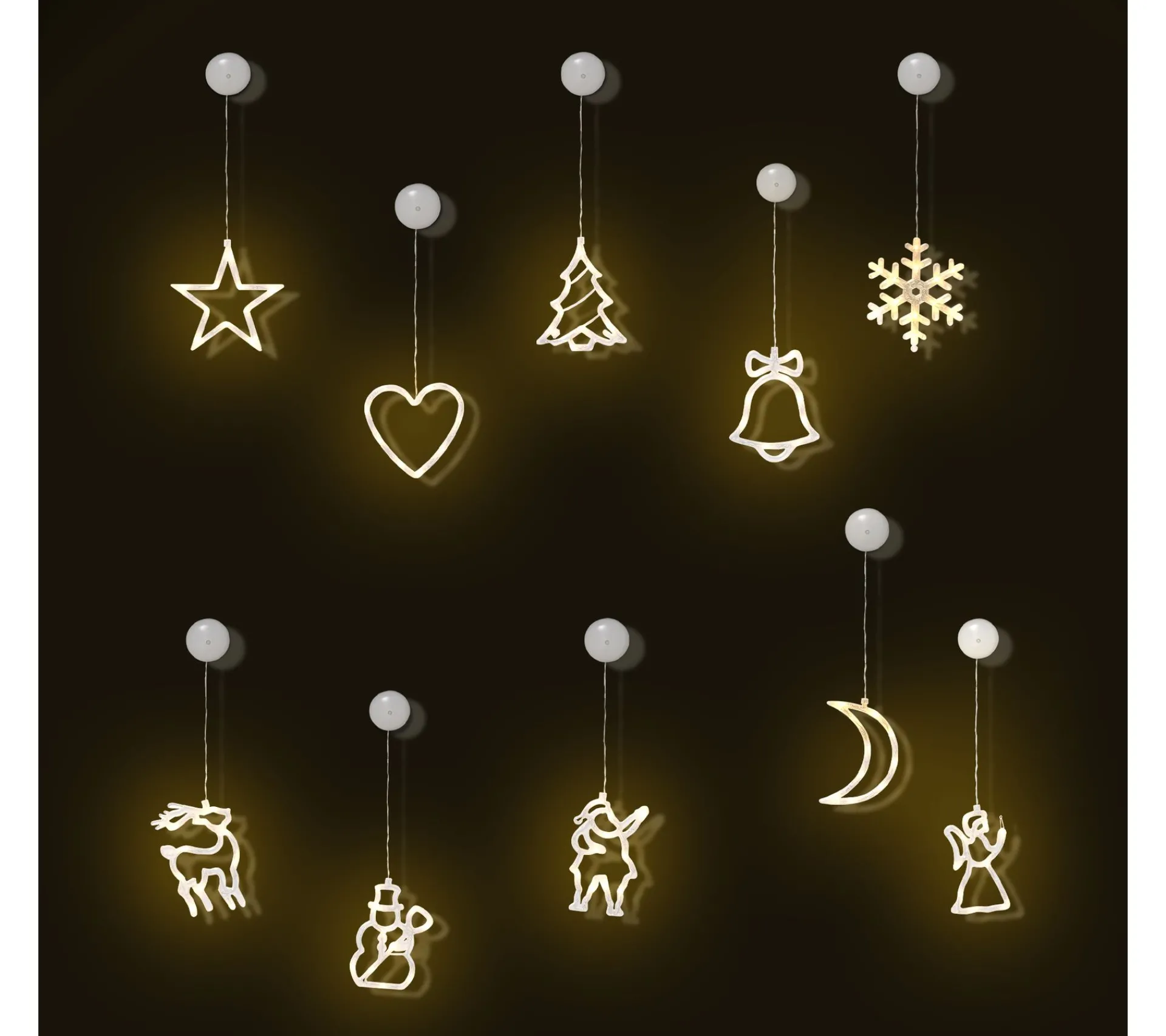 Online HOMCOM Décoration Lumineuse Led De Noël Pour Fenetre - 18 Pieces Avec Ventouses - Blanc Chaud
