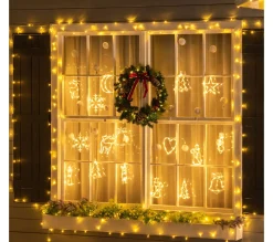 Online HOMCOM Décoration Lumineuse Led De Noël Pour Fenetre - 18 Pieces Avec Ventouses - Blanc Chaud