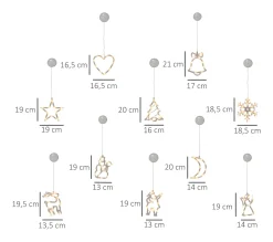 Online HOMCOM Décoration Lumineuse Led De Noël Pour Fenetre - 18 Pieces Avec Ventouses - Blanc Chaud
