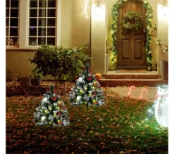 HOMCOM Sapin Et Accessoire^ Lot De 2 Sapins Lumineux Led Décores H. 78 Cm Aspect Enneige