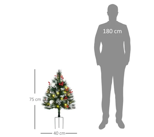 HOMCOM Sapin Et Accessoire^ Lot De 2 Sapins Lumineux Led Décores H. 78 Cm Aspect Enneige