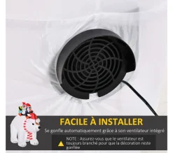 New HOMCOM Ours Polaire Gonflable Led De Noël Avec Pingouins