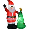 Sale HOMCOM Pere Noël Gonflable Led 1,5H M Avec Sapin Polyester Impermeable Rouge Vert