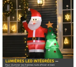 Sale HOMCOM Pere Noël Gonflable Led 1,5H M Avec Sapin Polyester Impermeable Rouge Vert