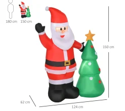 Sale HOMCOM Pere Noël Gonflable Led 1,5H M Avec Sapin Polyester Impermeable Rouge Vert