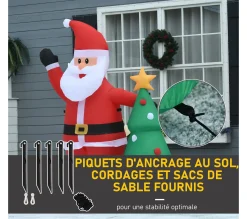 Sale HOMCOM Pere Noël Gonflable Led 1,5H M Avec Sapin Polyester Impermeable Rouge Vert