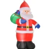 Online HOMCOM Pere Noël Gonflable Led 2,4H M Avec Hotte Polyester Impermeable Rouge