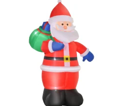 Online HOMCOM Pere Noël Gonflable Led 2,4H M Avec Hotte Polyester Impermeable Rouge