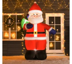Online HOMCOM Pere Noël Gonflable Led 2,4H M Avec Hotte Polyester Impermeable Rouge