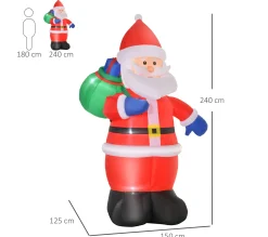 Online HOMCOM Pere Noël Gonflable Led 2,4H M Avec Hotte Polyester Impermeable Rouge